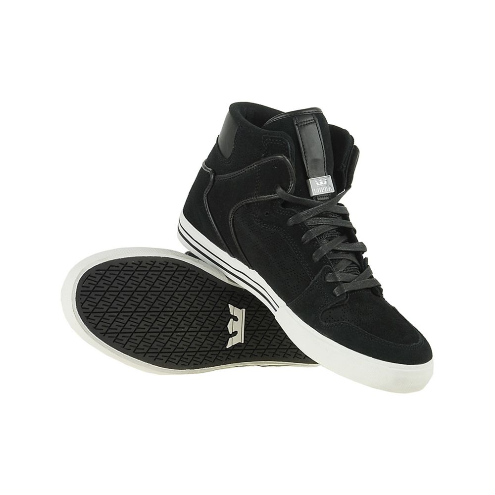 Baskets Montantes Supra Vaider Noir Black Suede Homme | BWJ-83546805